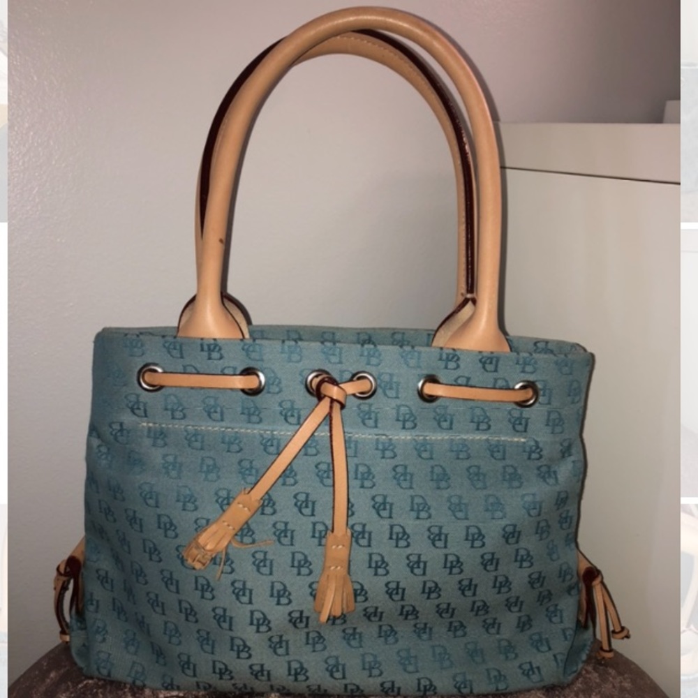 Dooney and Bourke Light Blue Signature Tassel Tote